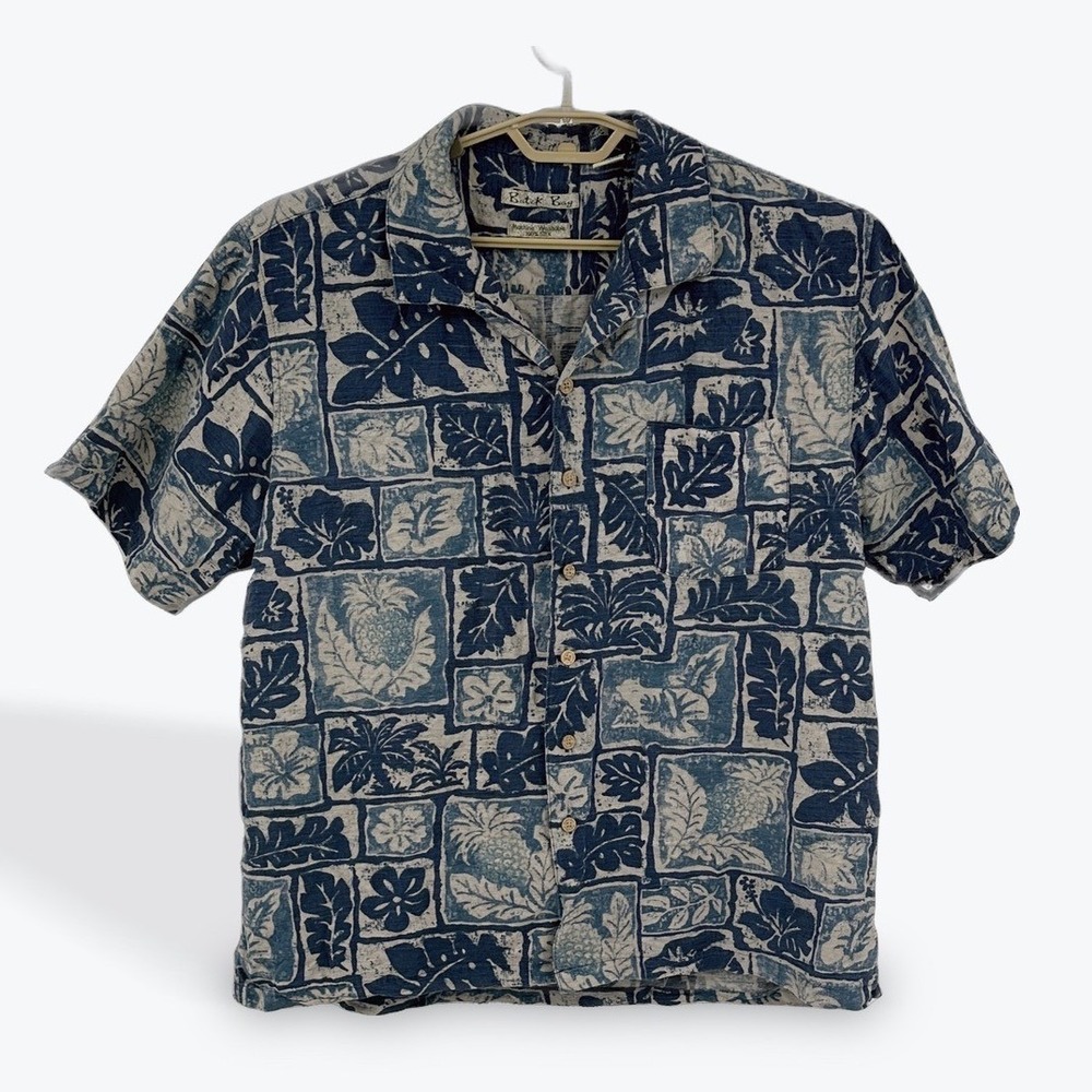 Batik Bay Silk Hawaiian Shirt Mens XL Machine Washable Tropical Floral
